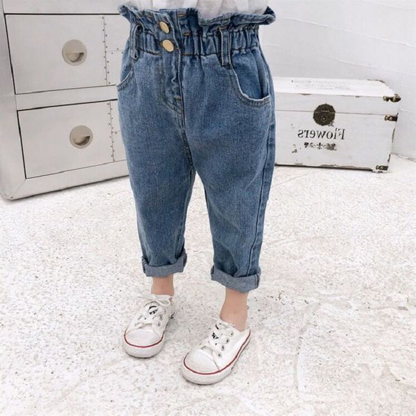 

girl's jeans spring and autumn new style children korean-style loose casual trousers children western style pants, Blue