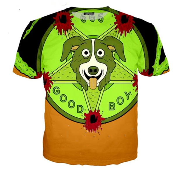 

2019 fashion t-shirt 3d print men women cartoon streetwear rock dog t shirt harajuku clothes punk game mr pickles short sleeve k1206, White;black