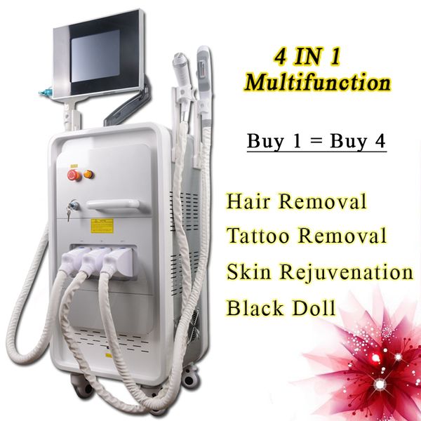 

shr professional laser hair removal machine nd yag tattoo removal laser machine vacuum rf skin tigthening acne therapy beauty equipment, Black