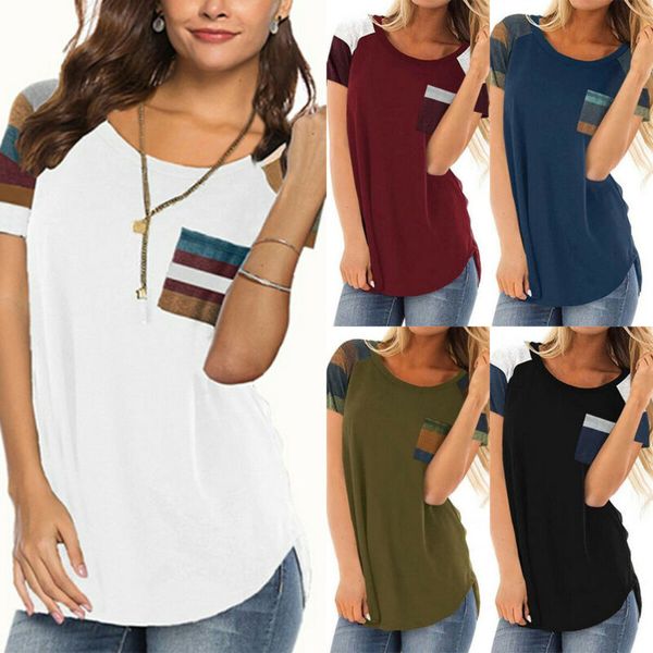 

Womens Summer T-Shirts Short Sleeve Tops Round Neck Tee Casual Blouse Fit Shirts