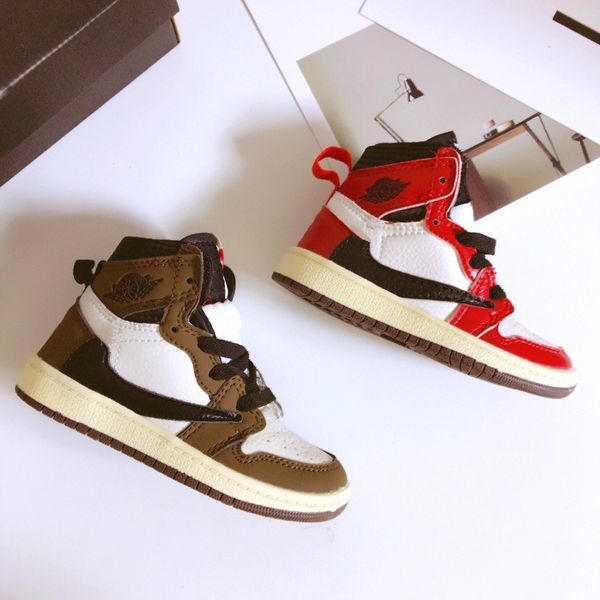

2020 baby infant mocha red travis scott basketball shoe children 1s high og kids jacks 1s sneaker sports trainer toddler shoes, White