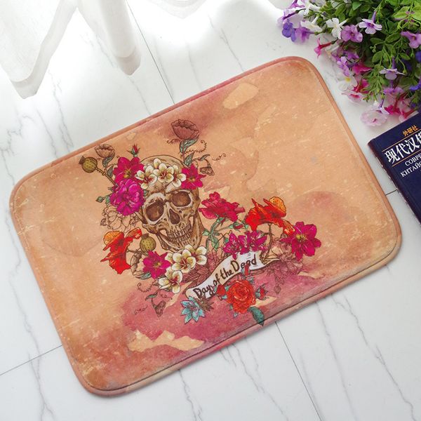 

skeleton skull print bath mats kitchen floor bath entrance rug mat absorbent indoor bathroom flannel mat non slip