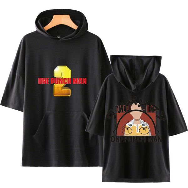

япония аниме один удар человек с коротким рукавом с капюшоном футболка женщины мужчины harajuku повседневная свободные хип-хоп футболка летн, White;black