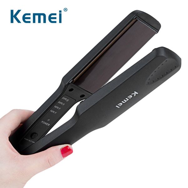 

home hold hair straightener titanium plates flat iron straightening irons digital temperature control not hurt hair, Black