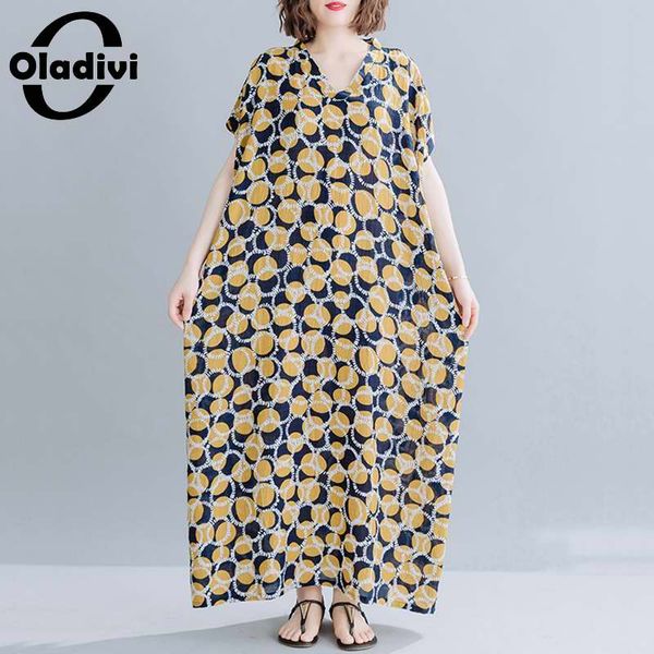 

oladivi oversized plus size women bohemian long dress summer holiday beach wear casual loose lady tunic dresses 8xl 7xl 6xl 5xl, Black;gray