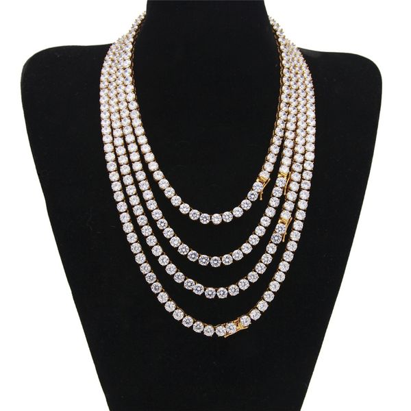 

6mm men women ale tennis chain necklaces silver/gold color stainless steel cz men chain fashion jewelry 18" 20" 22" 24"