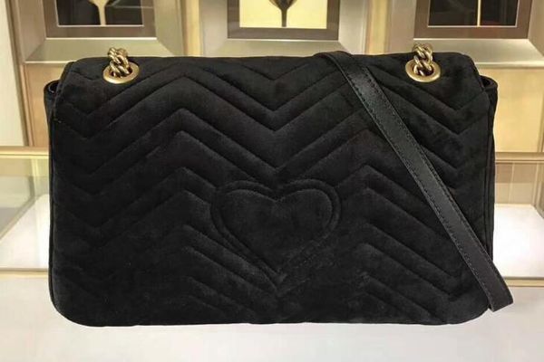 

Women bag 31cm marmont chevron velvet houlder bag antique gold toned hardware ilk lining with du t bag