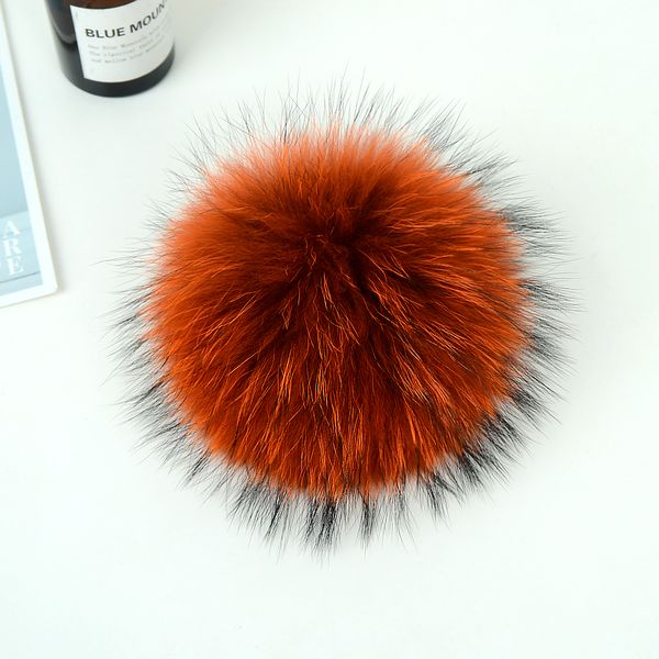

15cm diy genuine real raccoon fur pompom for women kids beanie hats caps big size natural ball for shoes caps bags twf015-orange