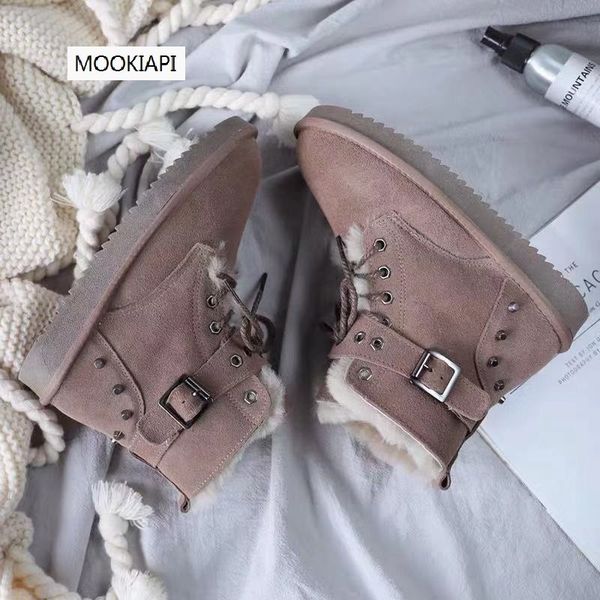 

australian women's shoes, 100% real cow leather, natural wool, classic warm women's snow boots, Black