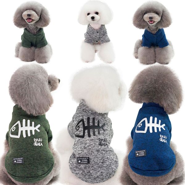 

dogs fish bone clothes two-legged sweater autumn winter dog warm sweatshirt small pet dog cats coat costume jackets outerwears