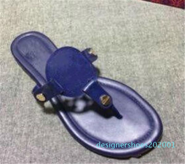 

blue genuine leather sandals outdoor beach flip flop flat heel slippers casual loafers lady women shoes sz 35-42 d01, Black