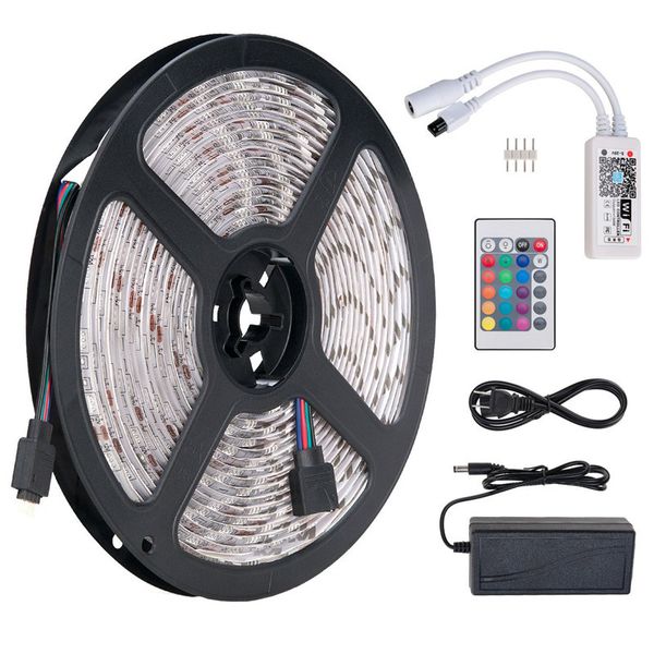 DC12V 5050 SMD RGB WIFI LED Şerit 5 M Akıllı Esnek Bant Işık Sihirli Ev Uygulaması Google Home Alexa Kablosuz Kontrol TV Işık