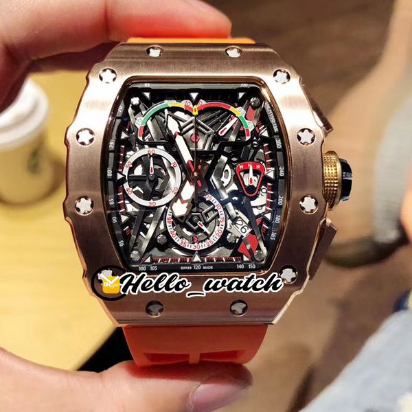 

new rm50-03/01 mclaren f1 skeleton dial rm11-03 quartz chronograph mens watch 011 rm50-03 rose gold orange rubber watches hello_watch, Slivery;brown