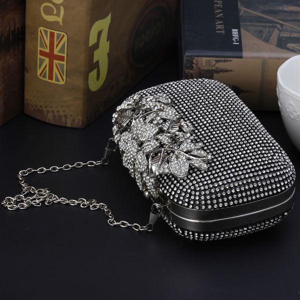 

thinkthendo women evening clutch bag crystal rhinestone flower wedding bridal handbag purse