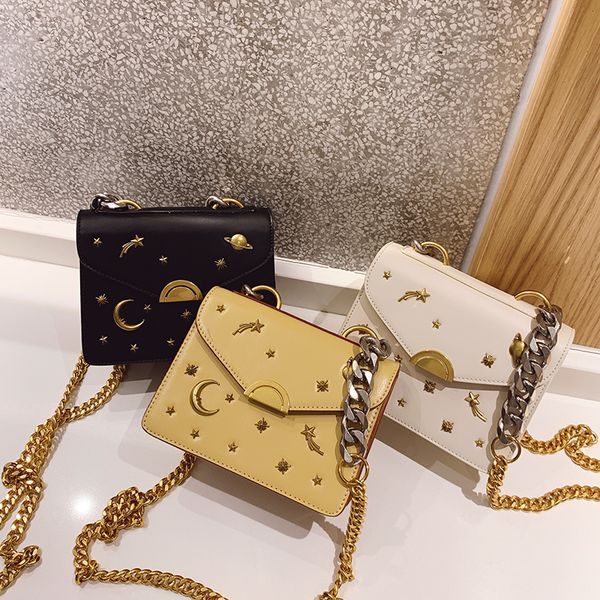 

2019 metal rivet chain shoulder messenger bags women purse and handbags