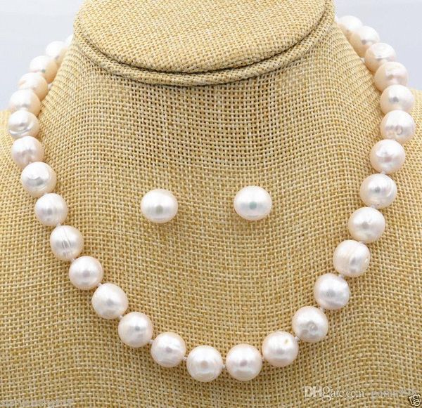 

fashion jewelry 9-10 mm white south sea pearl necklace earring set, Silver