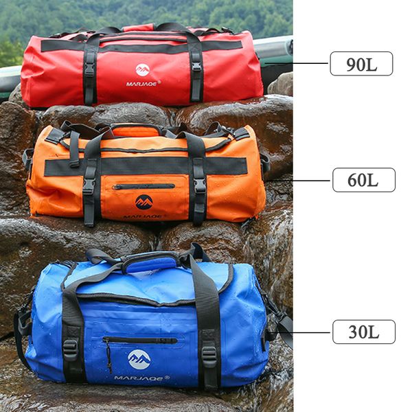 

30/60/90l outdoor pvc waterproof bag dry sack storage bag for rafting canoe boating kayaking river trekking swimming travel bag
