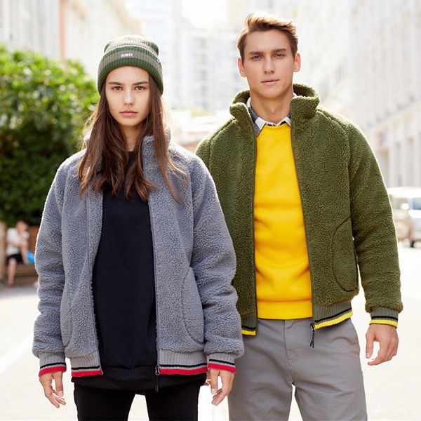 

berber fleece hoodies mens autumn winter casual cardigan sweatshirt hoodie streetwear loose sweatshirt male clothes, Black