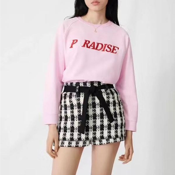 

maj 2020 spring summer new fashion black and white tweed high waist shorts women culotte, White;black