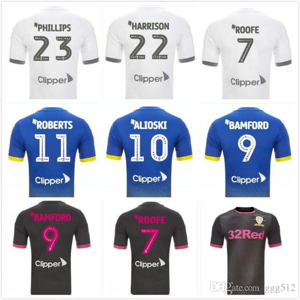 

new leeds united away men's 19 20 leeds united home soccer jersey roofe bamford alioski jerseys 2019 2020 centenary football shirts, Black;yellow