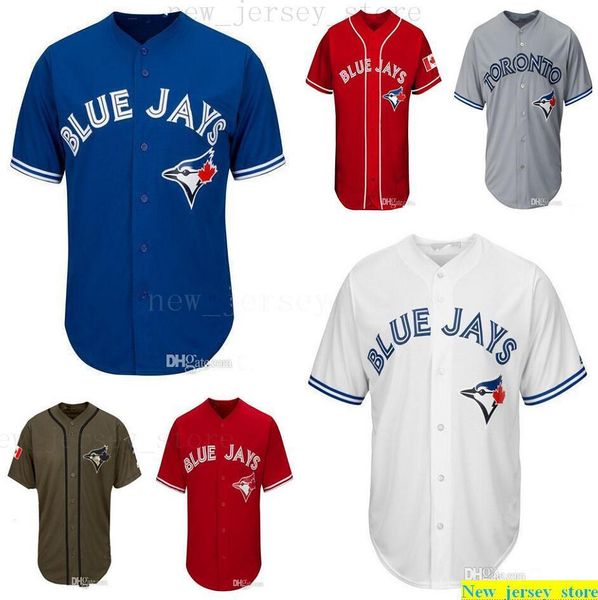 

men women youth kids blue baseball jerseys blank no name no number white gray grey blue red canada day green salute to service, Blue;black