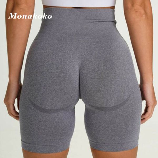 

seamless sport shorts women gray elastic booty high waist tummy control gym shorts new fitness dry fit tight yoga booties, White;red