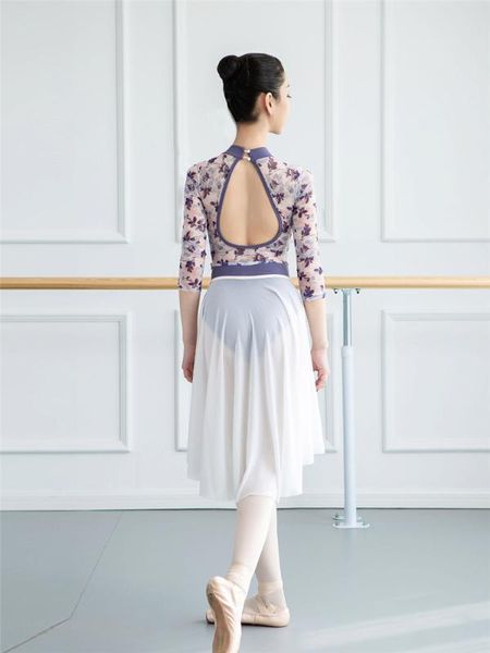 

балет танец трико 3/4 рукав балет танцы одежда для девочек взрослых высокого воротника танцевальной практики женского костюм гимнастика трик, Black;red