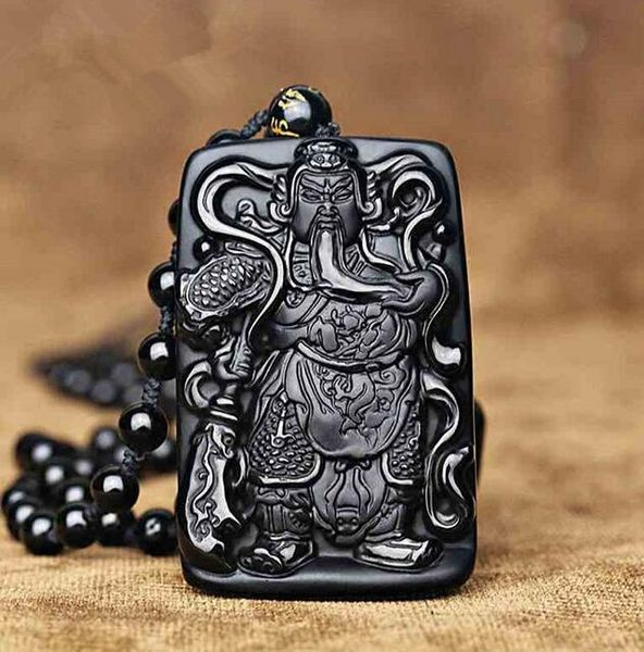 

medallion obsidian guan gong pendant natural obsidian pendant pendant wholesale, Silver