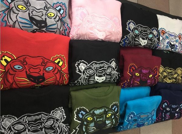 

горячие мужчины женщины xxlkenzo вышивка тигр голову длинным рукавом o-образным вырезом свитер костюмы jumper куртка женская толстовки толст, Black