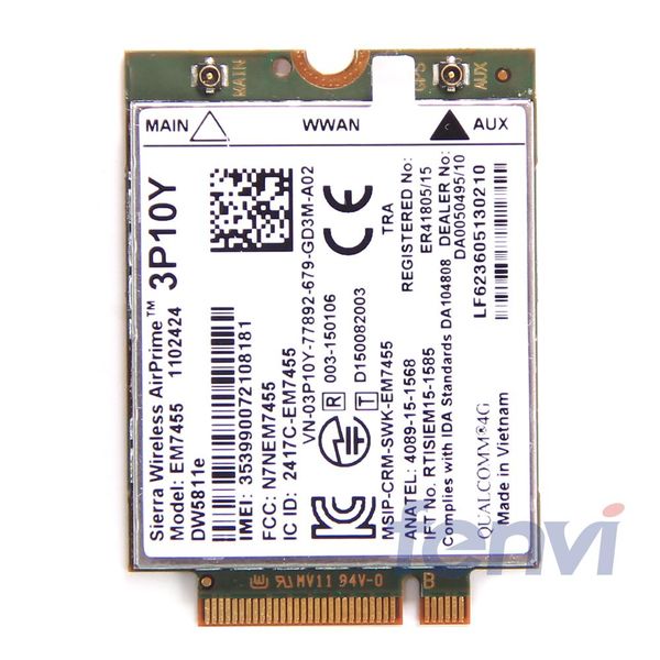 

sierra em7455 dw5811e 4g lte wwan card module gobi6000 3p10y qualcomm lte модуль ngff quad-band hsdpa / umts/hspa+ gprs / edge / gps