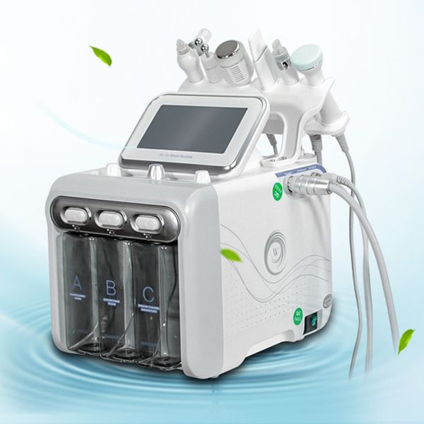 

portable 6 in 1 hydro peel microdermabrasion hydra facial hydrafacial deep cleaning rf face lift skin tightening spa beauty machine, Black;white