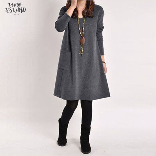 

oversize women autumn winter dress one piece v neck long sleeve dress plus size female casual spring midi dress vestidos, Black;gray
