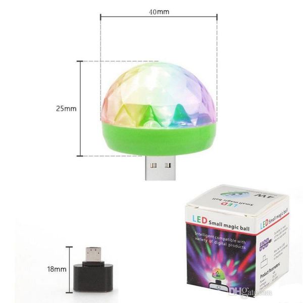 

микро usb свет этапа 4 вт magic ball rgb лампа диско magic club party украшения дома световой эффект для мобильного телефона power bank