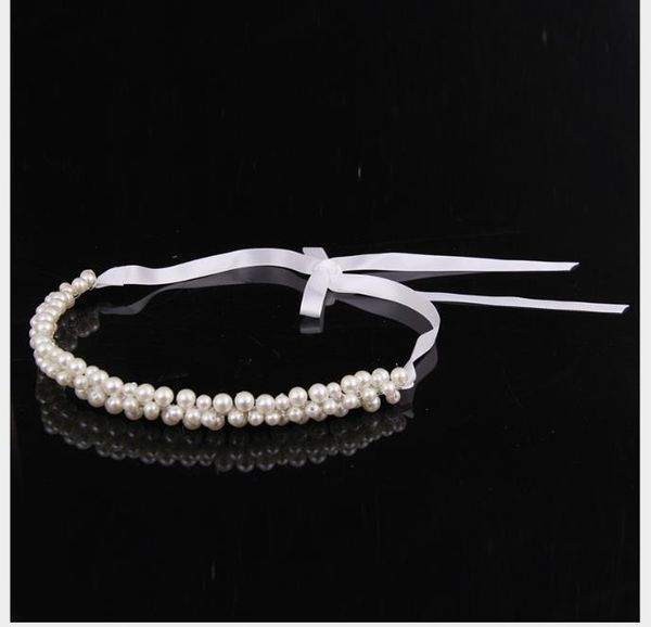 

korean version bride head necklace bride pearl headdress white wedding dress accessories, Slivery;golden