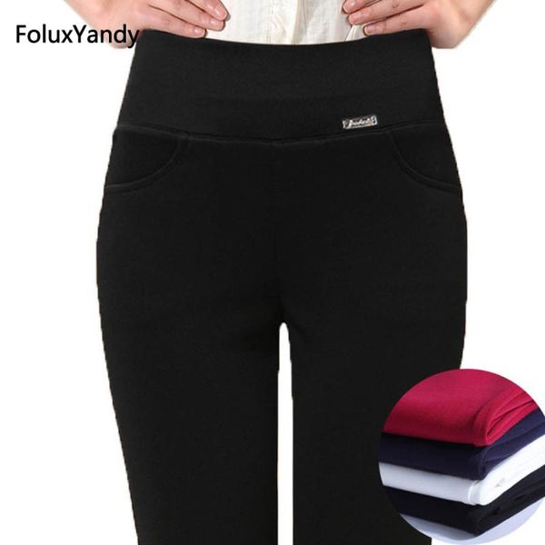 

s~4xl plus size leggings women trousers ankle-length office lady slim bodycon skinny high waist leggings lg01, Black