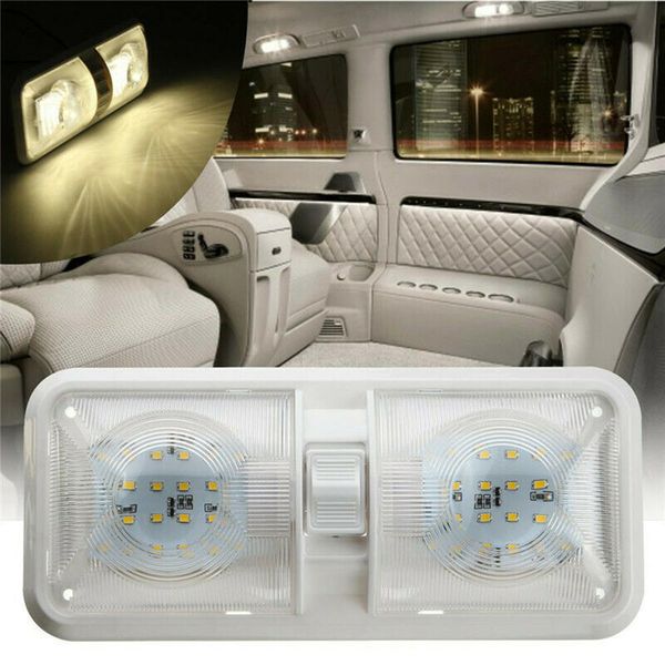 

1x rv interior led neutral white light trailer marine caravan double dome 12v