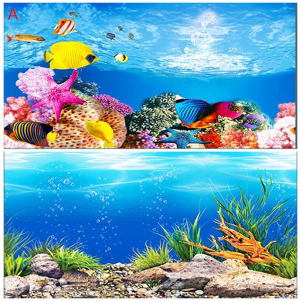

new 30/40/50/ 60cm high glossy aquarium background poster double sided fish tank ocean decorative wall backdrop image decoration
