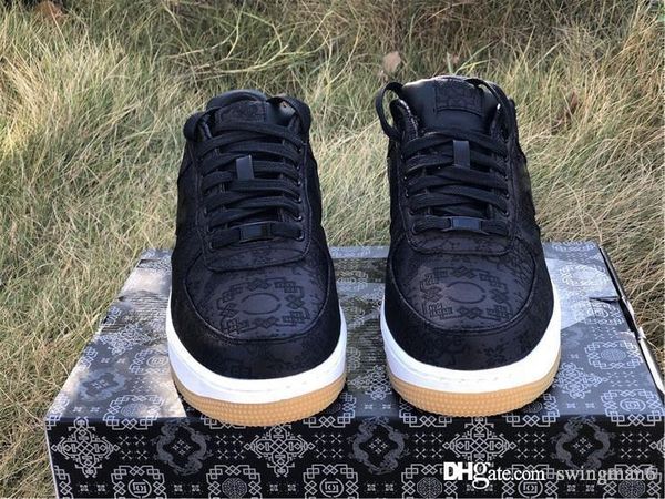 

authentic fragment x clot x air force1 1 black silk running shoes university red-white men women sports sneakers cz3986-001 with bo