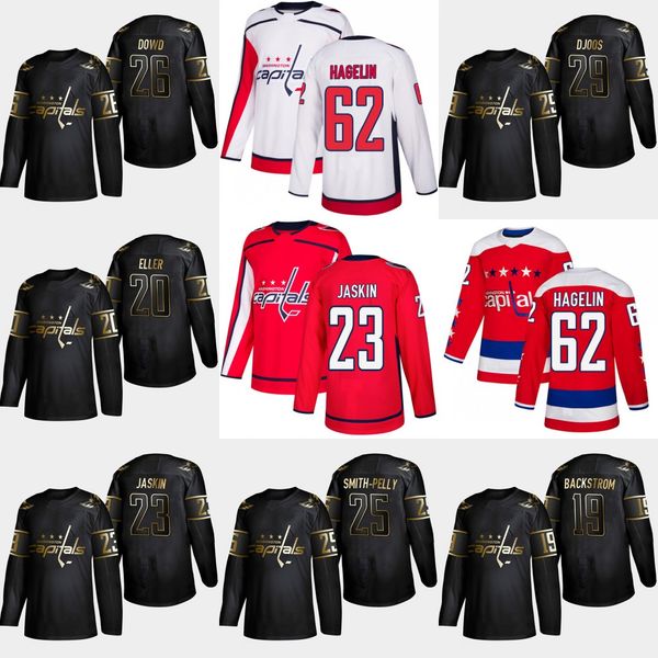 

2019 Golden Edition Washington Capitals 29 Christian Djoos Nic Dowd Devante Smith-Pelly Dmitrij Jaskin Lars Eller Nicklas Backstrom Jersey