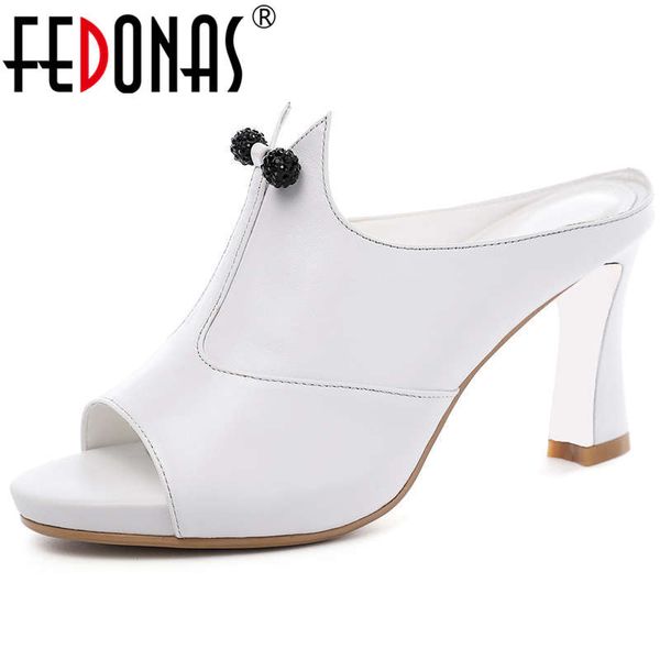 

fedonas 2020 new arrival genuine leather women shoes for girls slingbacks peep toe high heels pumps summer working shoes woman, Black