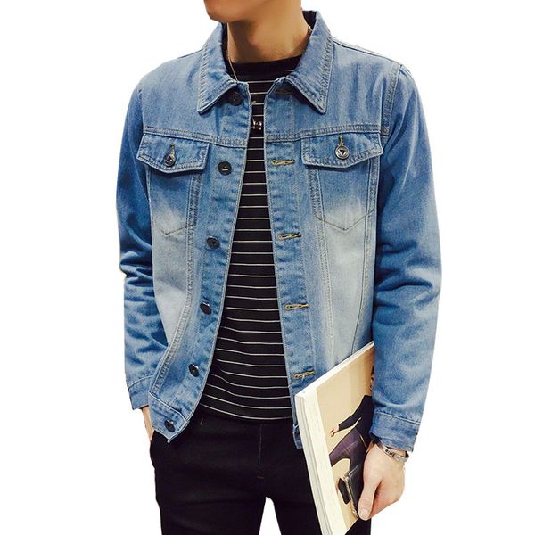 

solid casual slim mens denim jacket plus size s-4xl 5xl bomber jacket men cowboy men's jean jacket chaqueta hombre, Black;brown
