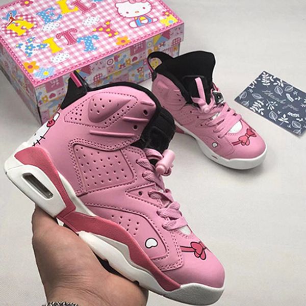 

children 6 vi basketball shoes kids 6s sports boys girls youths baby outdoor sneakers size 28-35, Black
