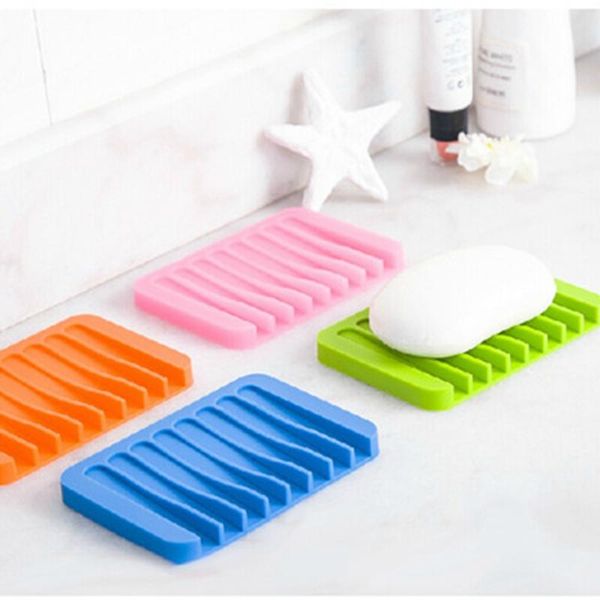 

creative home silicone drainable bathroom soap box anti-slip soap pad soft and elastic still arbitrary bending deformation