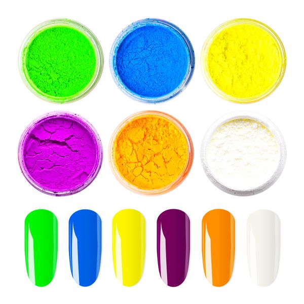 

12 цветов неоновый пигмент ногтей блеск флуоресценции градиент ногтей лето блеск пыли nail art украшения sf3079, Silver;gold