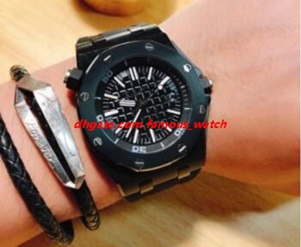 

sell men watch wristwatch black white dial 42mm 15710st.oo.a002ca.01 automatic black rubber strap luxury watch ing, Slivery;brown