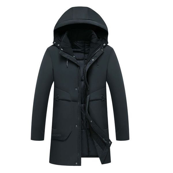 

feitong parka homme men's autumn winter casual pocket button down hoodied jacket coat jackets parka male, Black