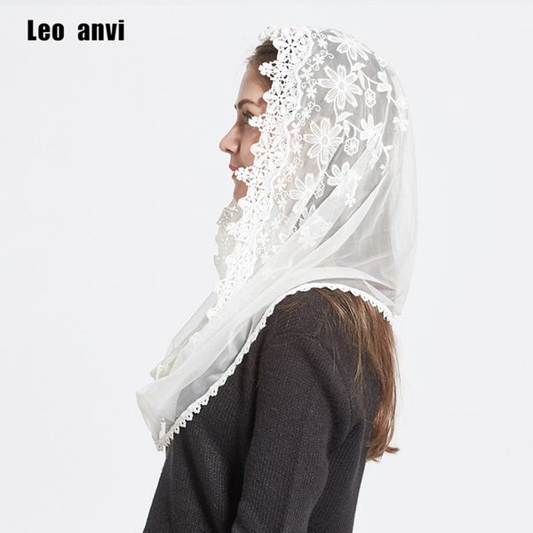 

leo anvi lace infinity scarf women ivory white mantilla traditional catholic chapel veil hijab scarf and wraps muslim hijab, Blue;gray