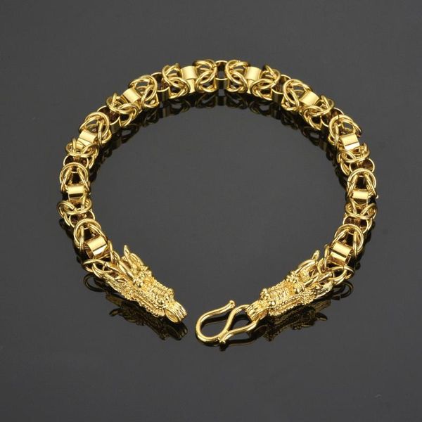 

mens bracelet stainless steel male bracelet wholesale dragon head braclet chunky cuban chain link gold bracelets for man, Black