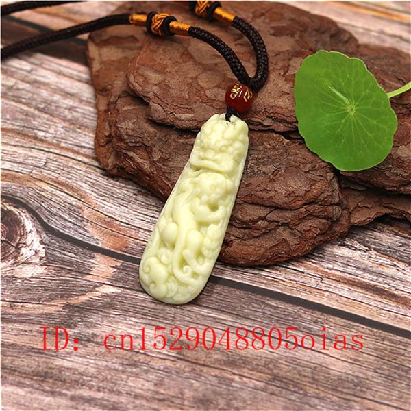 Fashionl Branco chinês Jade Dragon Tiger Colar Pingente de charme da moda Jóias Acessórios Presentes Amuleto esculpido para as Mulheres Homens