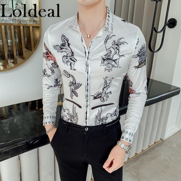 

loldeal men's shirt - floral print black, White;black